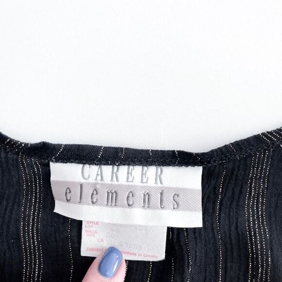 Career Elements Women's Striped Sleeveless Blouse Top Black Gold Size 26 Plus - Picture 4 of 7